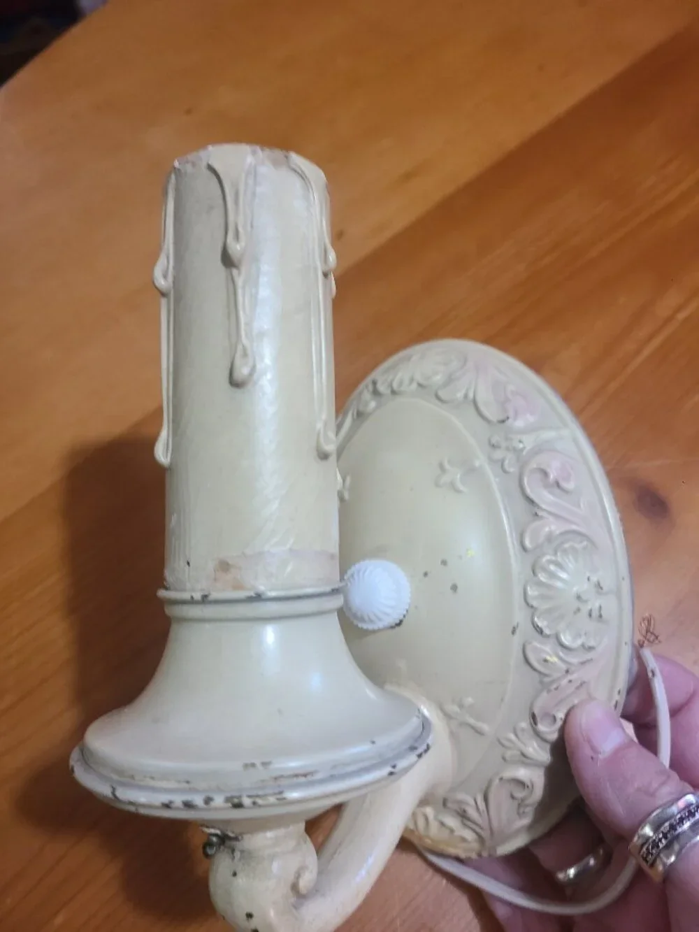 1920's Victorian / Art Deco Wall Sconce Antique White Pull Chain Wall Mount